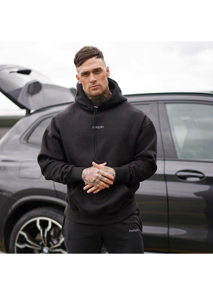 Muscle brothers sportswear men's autumn new fitness hooded Pullover loose training clothing manufacturer direct sales