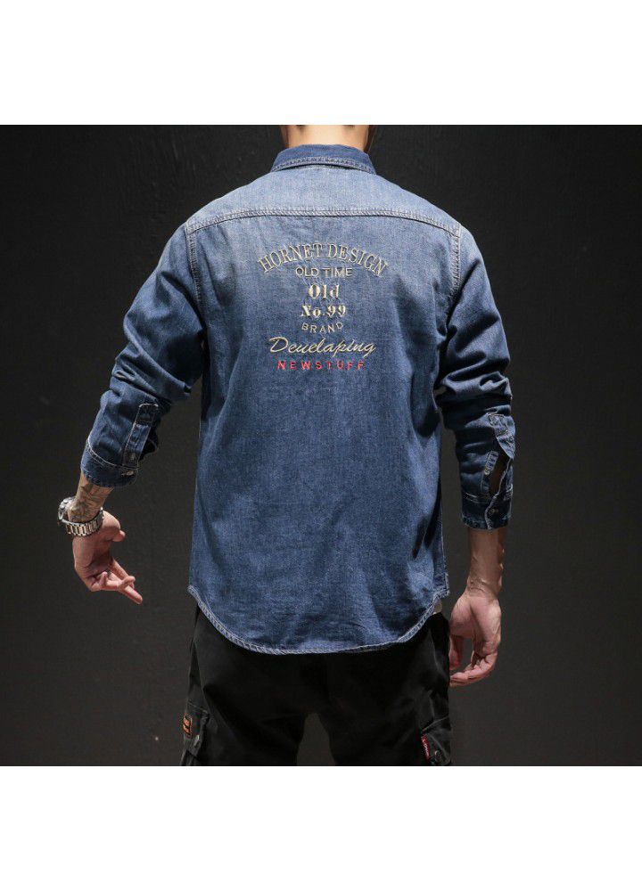 New Japanese original long sleeve Embroidered Denim Shirt for men 5027 / cs003 / p115