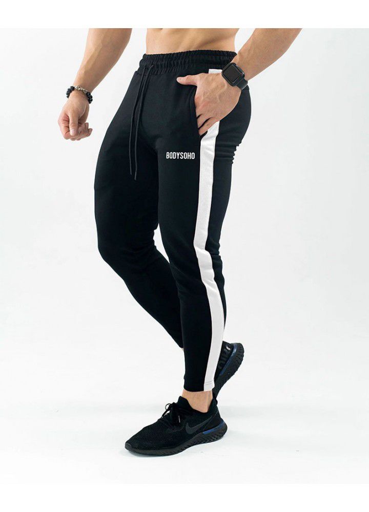 Muscle brothers Europe and America autumn and winter new color matching Trend Sports Fitness pants men's running training pants customization