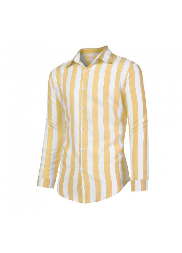 New popular men's Long Sleeve Striped Shirt in autumn and winter of 2019