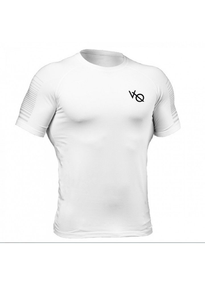 Muscle fitness brothers summer new men's T-shirt tight sweat fast dry sports running round neck short sleeve men's T-shirt