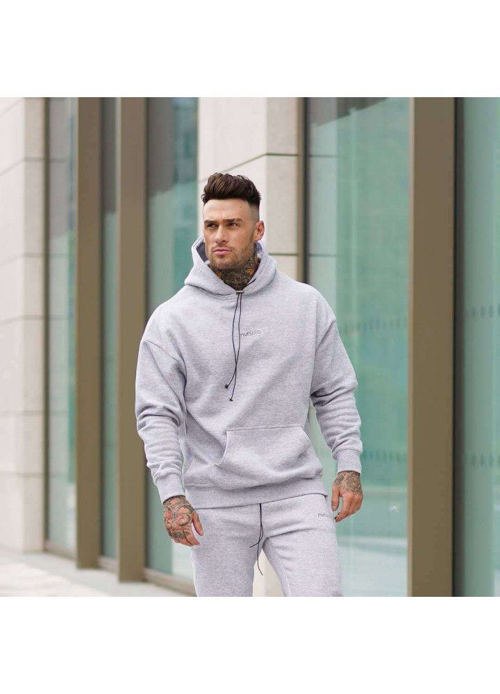 Muscle brothers sportswear men's autumn new fitness hooded Pullover loose training clothing manufacturer direct sales