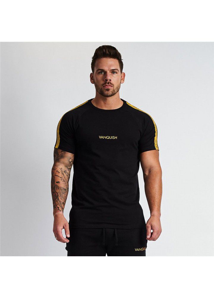 Muscle fitness brothers 2021 new sports raglan sleeve men's T-shirt round neck running gym short