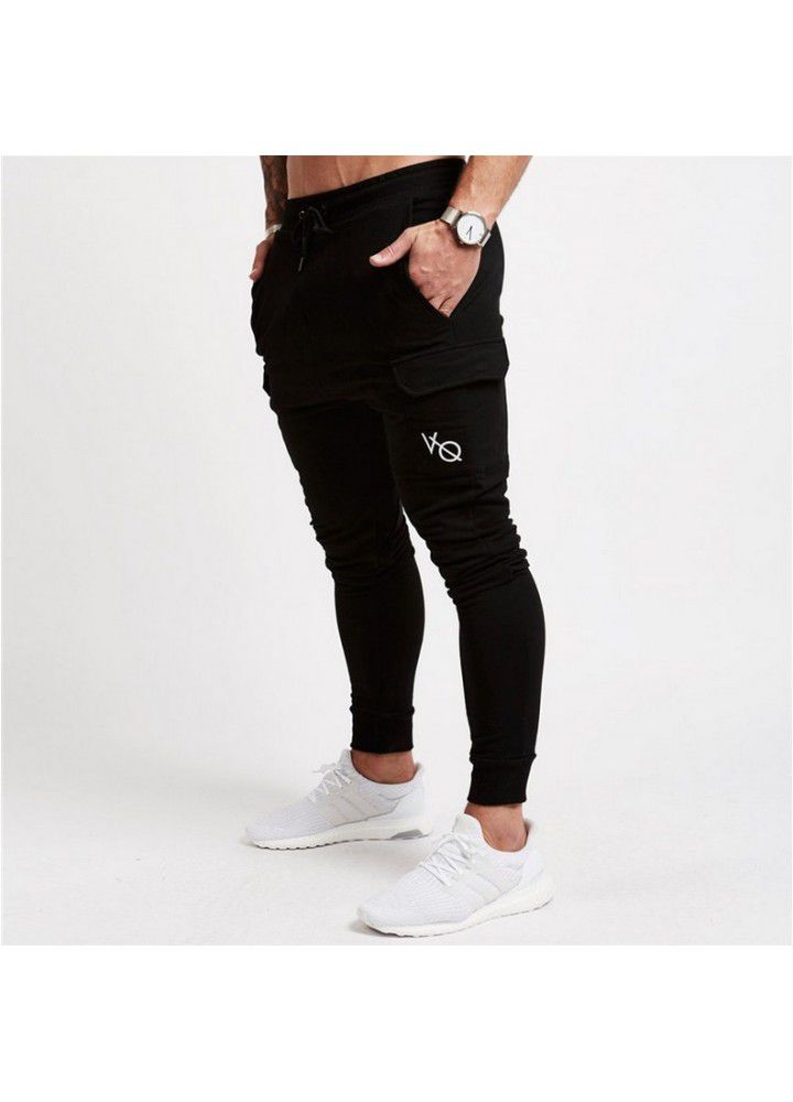 New muscle fitness brother spring and autumn pocket men's sports leisure exercise slim European and American pants