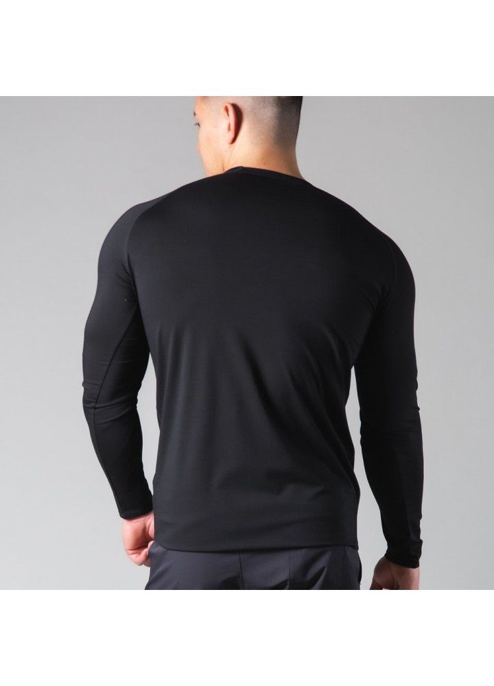 2021 new muscle brothers sports men's long sleeve T-shirt loose large round step fitness top