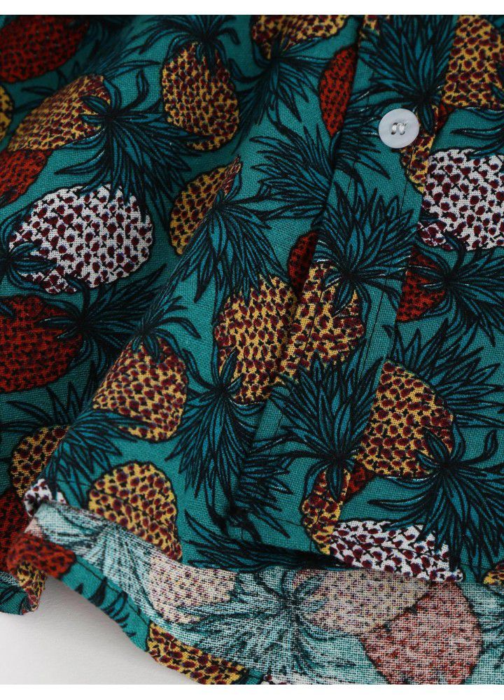 2020 cross border eBay express Amazon summer new men's Casual Short Sleeve pineapple printed shirt