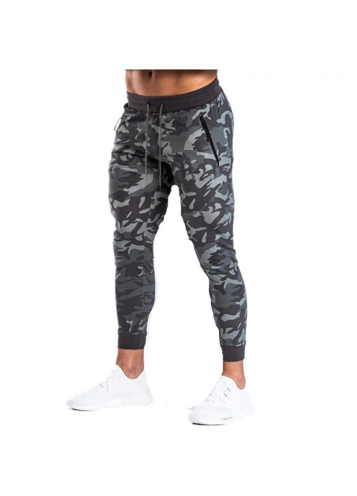 Foreign trade cross border new fitness pants outdoor running fitness training men's camouflage tights slim Capris