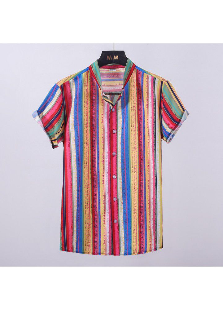 Men's short sleeve shirt in Europe and America in summer 2019 casual digital printing T-shirt short sleeve shirt