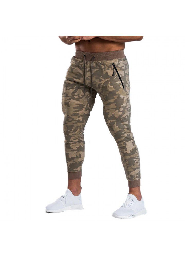 Foreign trade cross border new fitness pants outdoor running fitness training men's camouflage tights slim Capris