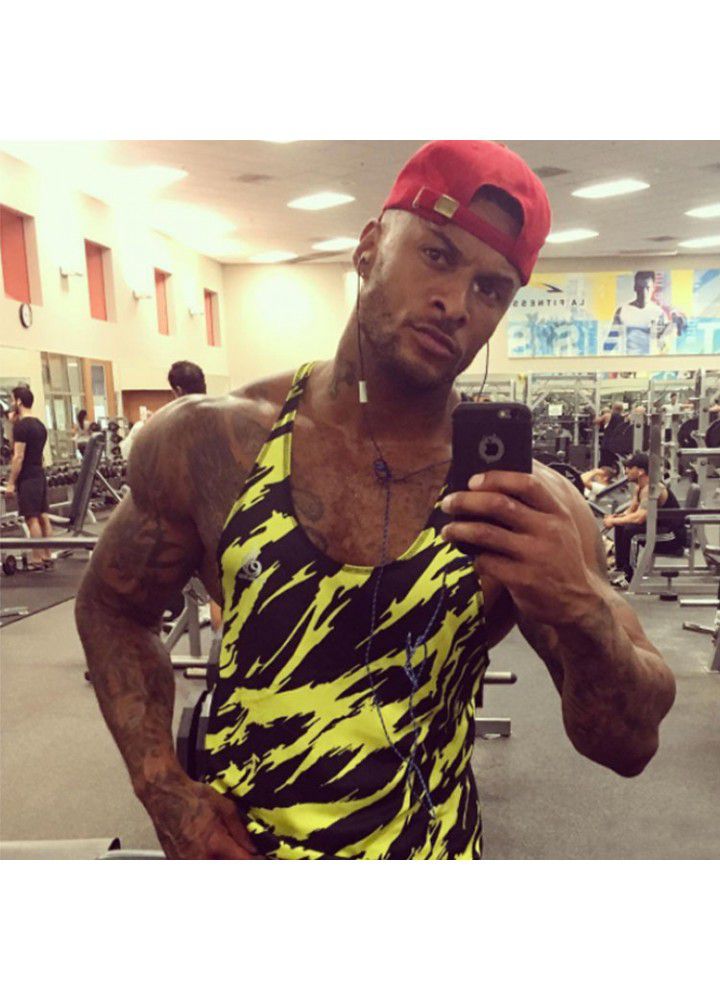 Cross border special for muscle fitness brothers men's striped breathable sweat absorbing basketball vest leisure sports running