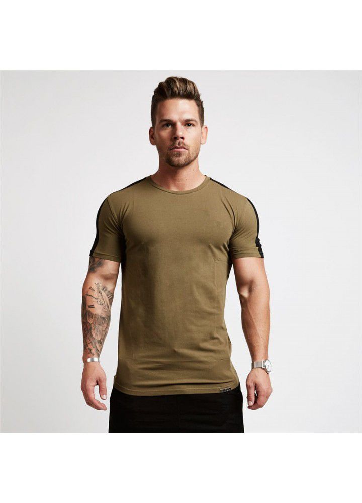 New muscle brothers sports men's T-shirt spring round neck cotton running fitness training non standard T-shirt short sleeve