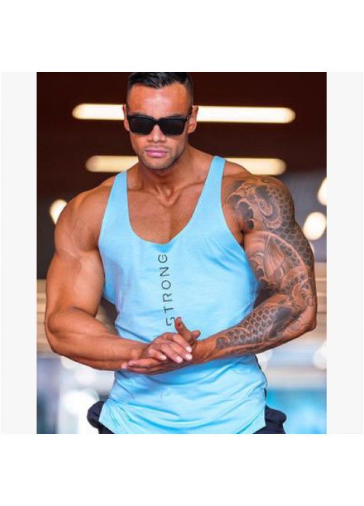 Muscle Europe and America brothers' new summer 2019 fitness vest men's training cotton sleeveless splicing vest