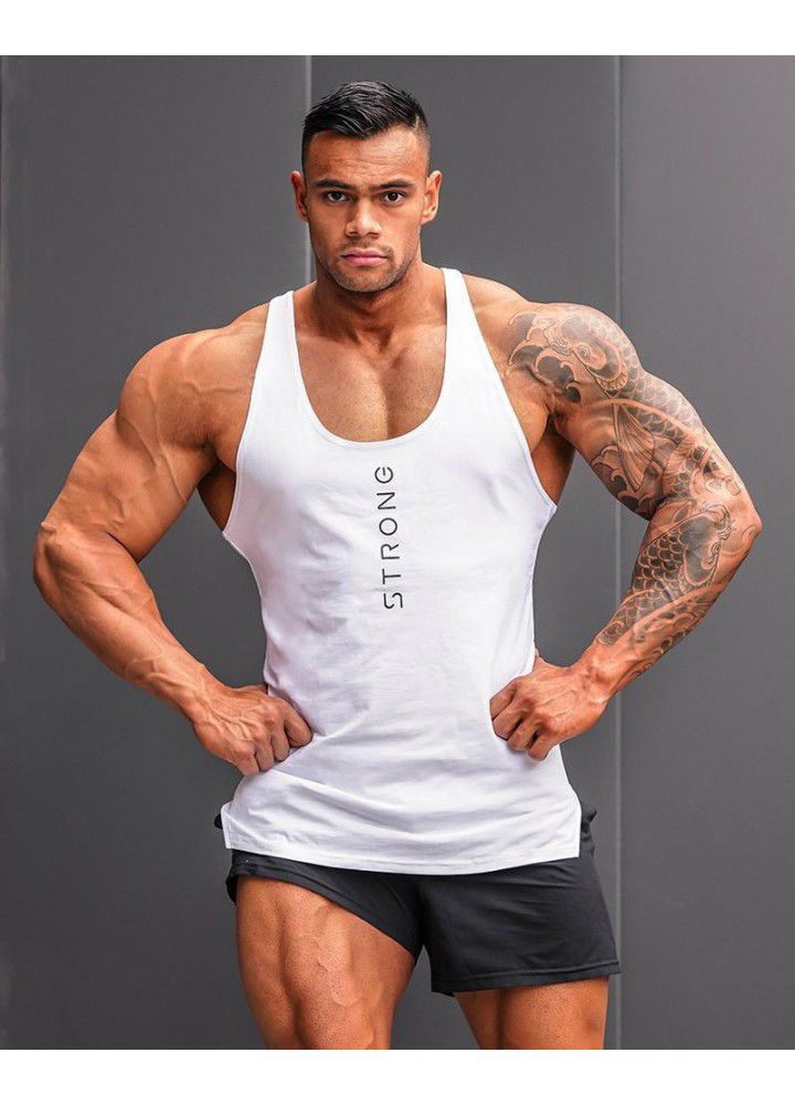 Muscle Europe and America brothers' new summer 2019 fitness vest men's training cotton sleeveless splicing vest
