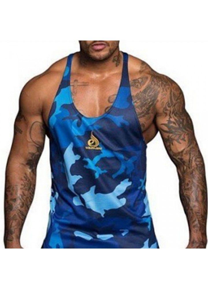 Muscle brothers sports sleeveless outdoor casual I-shaped vest men's camouflage fitness training quick drying breathable T-shirt