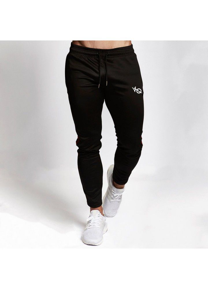 New spring and autumn muscle fitness men's side zipper pocket tights brothers sports running fitness leisure pants