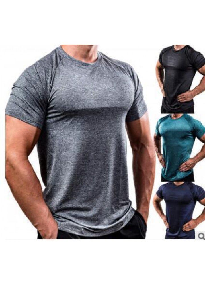 New 8-color fitness suit men's fast dry Breathable sports running training high elastic tights short sleeve sports coaching suit
