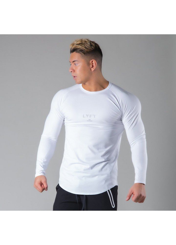 2021 new muscle brothers sports men's long sleeve T-shirt loose large round step fitness top