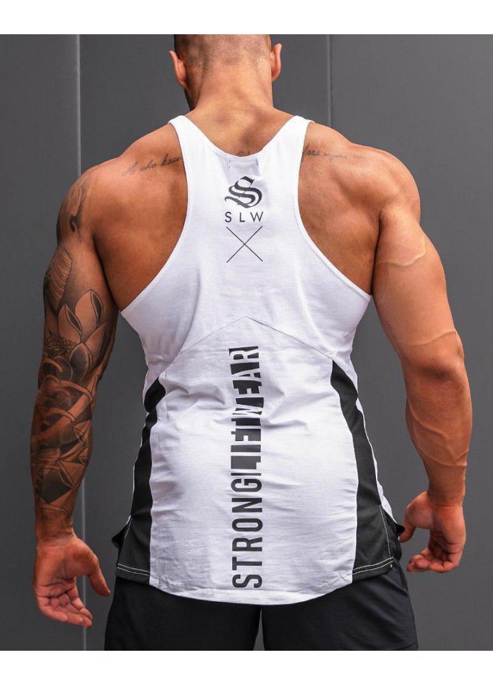 Muscle Europe and America brothers' new summer 2019 fitness vest men's training cotton sleeveless splicing vest