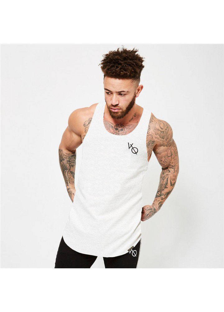 New muscle brother VQ sports running sling vest men's fitness sleeveless solid color base coat solid color