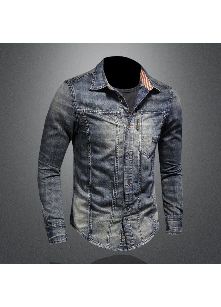 Cross border long term retro European and American style Plaid printed casual shirt men's punk shirt men's w61062