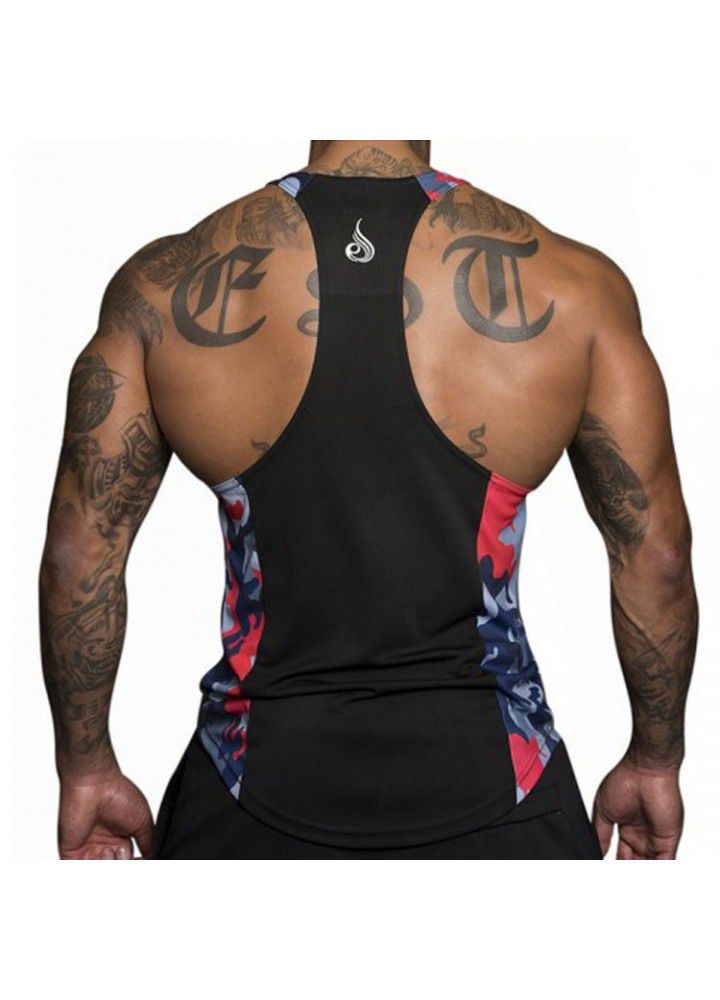 Muscle brothers sports sleeveless outdoor casual I-shaped vest men's camouflage fitness training quick drying breathable T-shirt