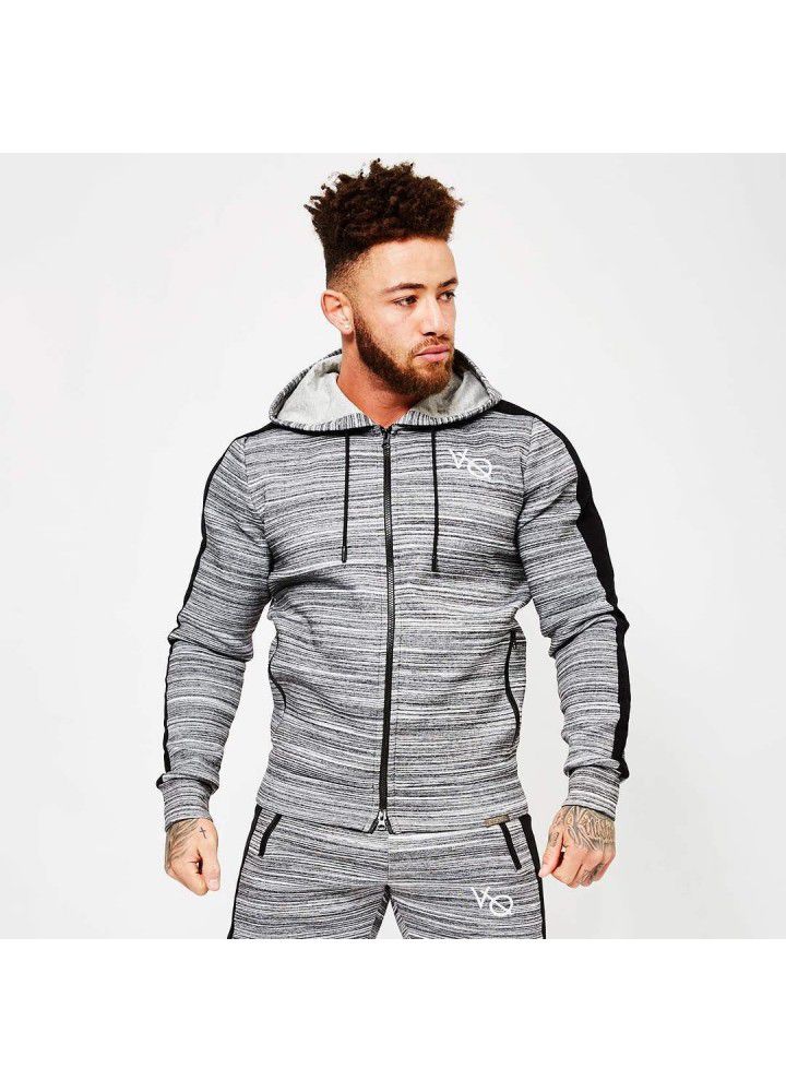 New muscle brothers fitness autumn and winter men's sports cardigan cotton sweater stretch fitness running zipper shirt