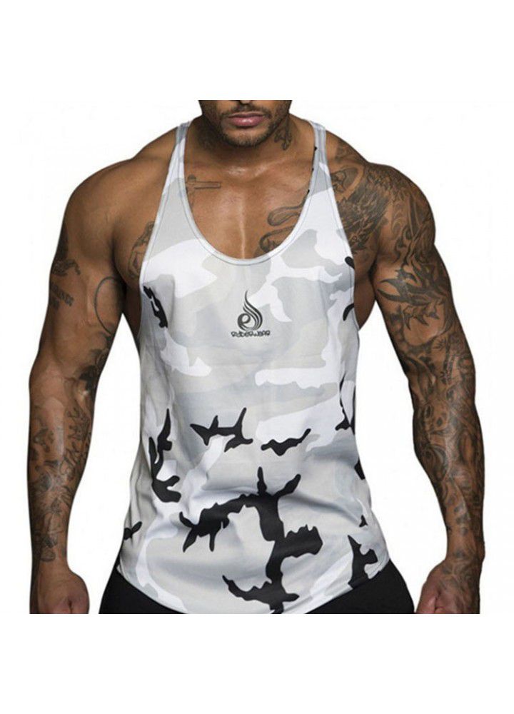 Muscle brothers sports sleeveless outdoor casual I-shaped vest men's camouflage fitness training quick drying breathable T-shirt