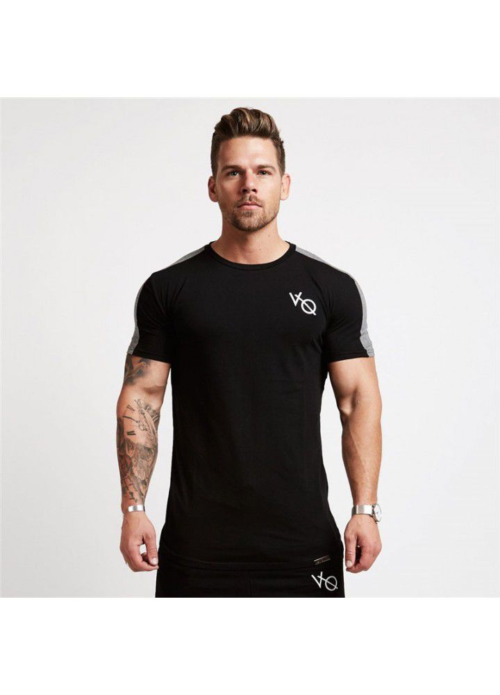 New muscle brothers sports men's T-shirt spring round neck cotton running fitness training non standard T-shirt short sleeve