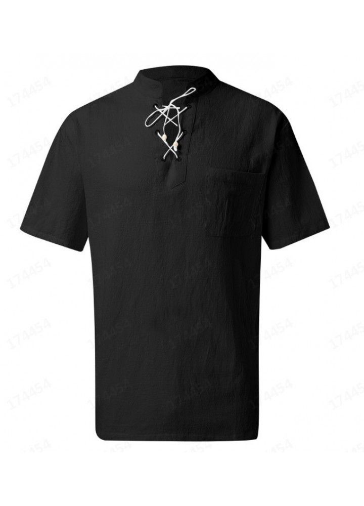 Summer thin short sleeve shirt men's loose half sleeve Amazon small fresh casual green short sleeve shirt c109