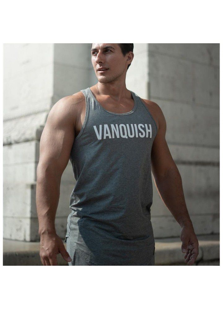 Muscle brother VQ sleeveless sports men's Vest fitness running I-shaped vest breathable slim training vest