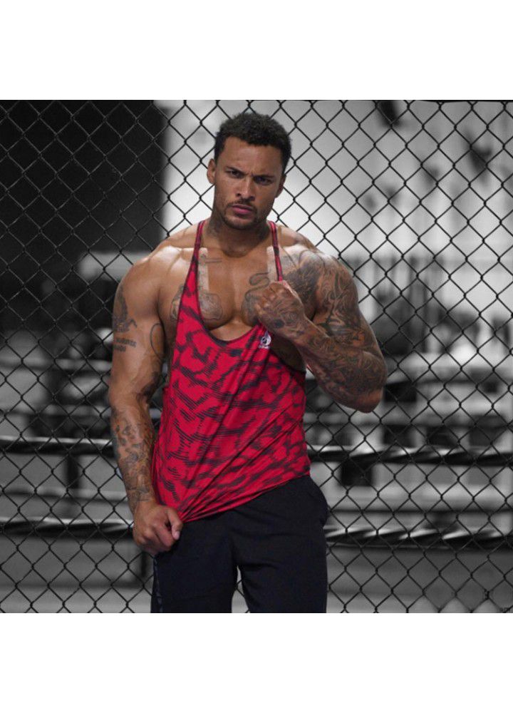 Cross border special for muscle fitness brothers men's striped breathable sweat absorbing basketball vest leisure sports running