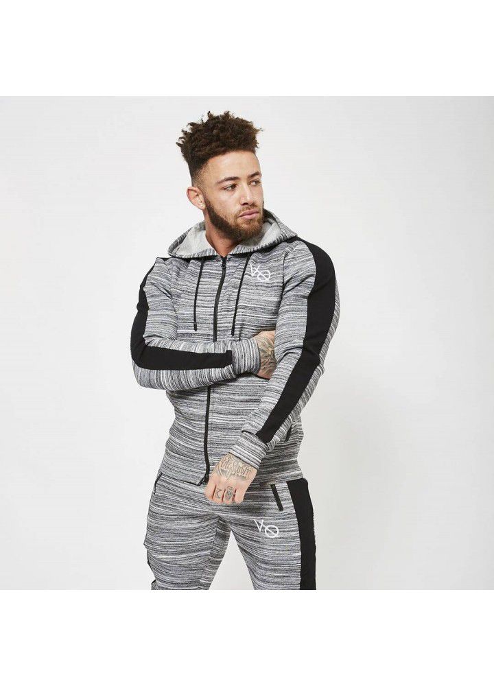 New muscle brothers fitness autumn and winter men's sports suit casual sweater fitness elastic running suit