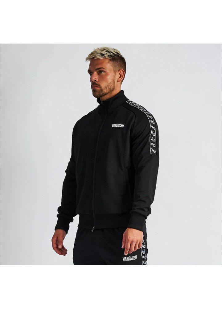 New autumn and winter muscle fitness brothers sports zipper sweater outdoor running casual loose coat men's coat