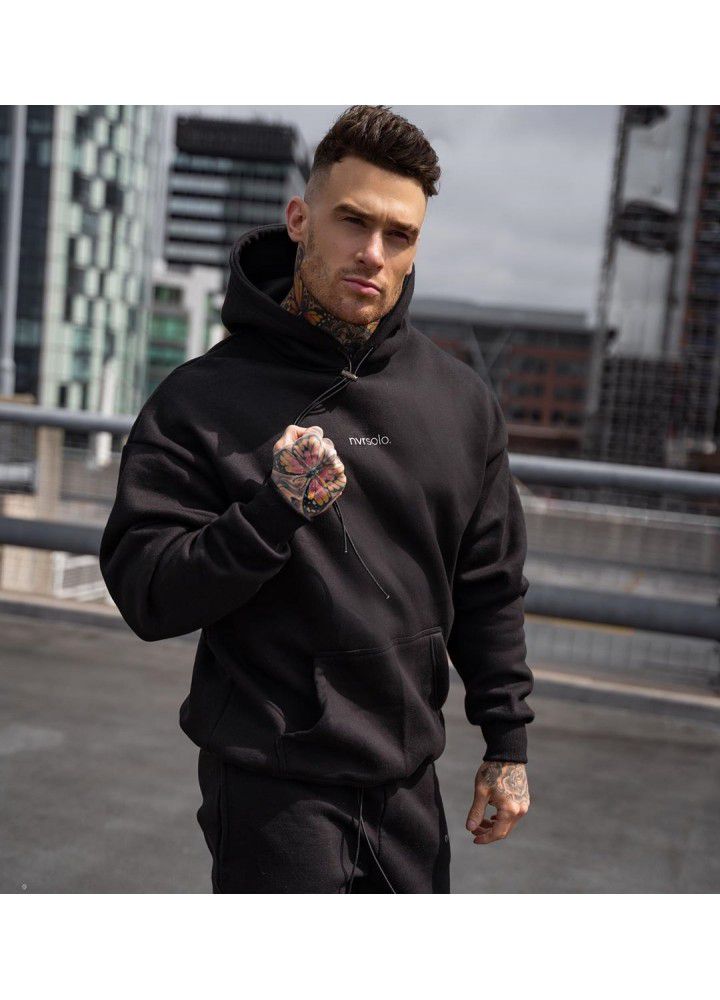 Muscle brothers sportswear men's autumn new fitness hooded Pullover loose training clothing manufacturer direct sales