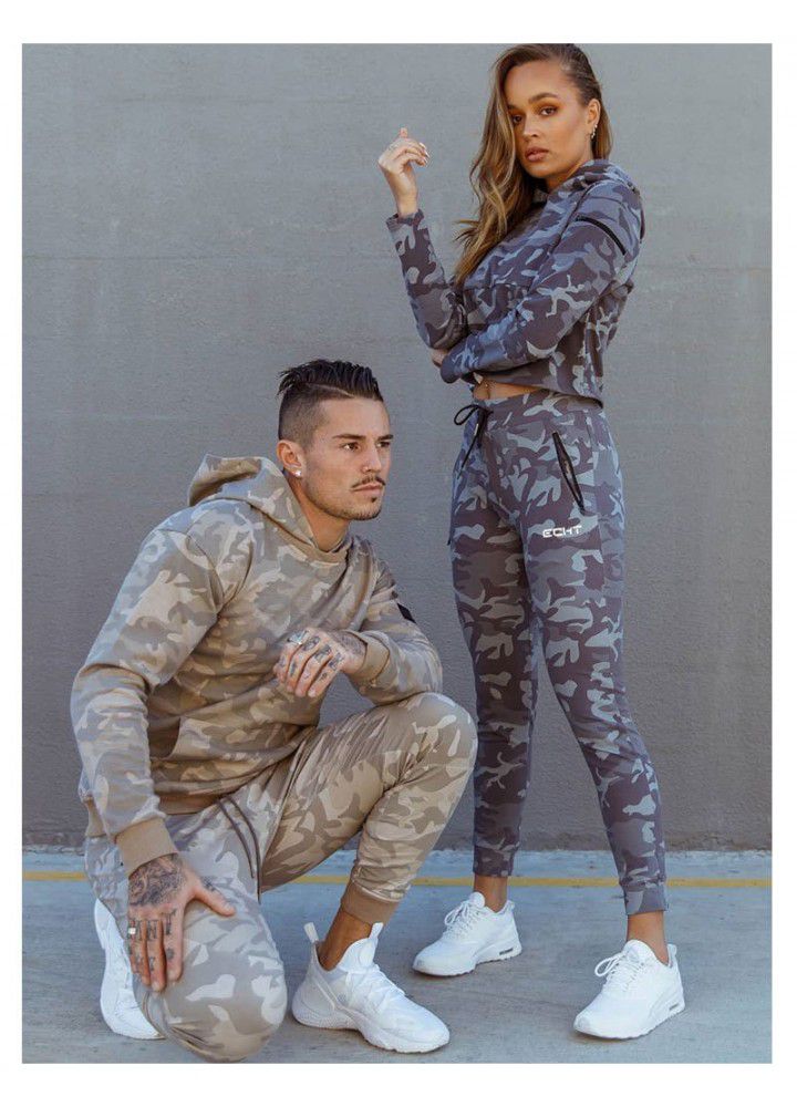 Foreign trade cross border new fitness pants outdoor running fitness training men's camouflage tights slim Capris