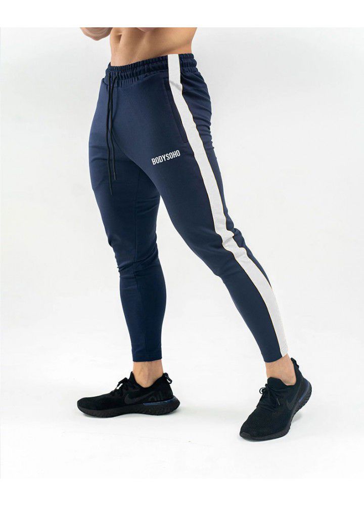 Muscle brothers Europe and America autumn and winter new color matching Trend Sports Fitness pants men's running training pants customization