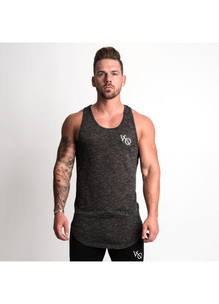New muscle brother VQ sports running sling vest men's fitness sleeveless solid color base coat solid color