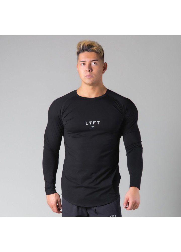 2021 new muscle brothers sports men's long sleeve T-shirt loose large round step fitness top