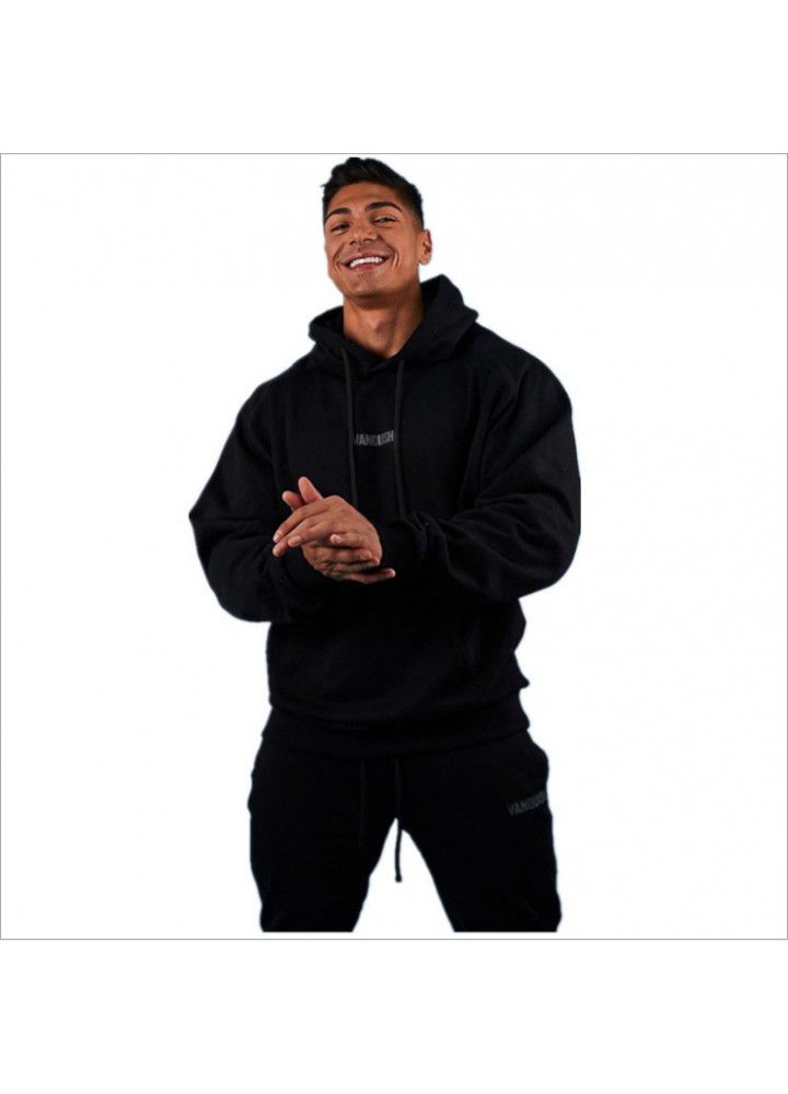 Autumn and winter muscle fitness brothers outdoor running basketball men's Hoodie Pullover sports leisure sweater