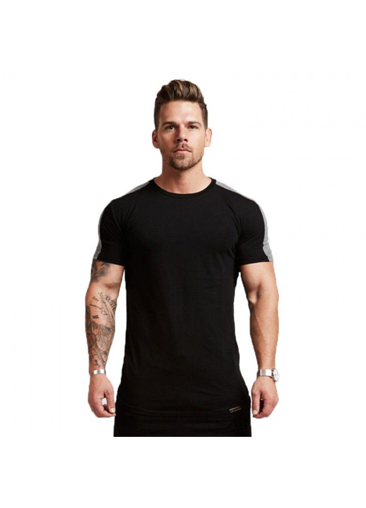 New muscle brothers sports men's T-shirt spring round neck cotton running fitness training non standard T-shirt short sleeve