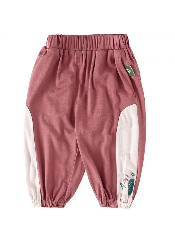 Amila girls' sports pants 2021 summer thin children's leisure pants female baby foreign style baby mosquito proof pants 