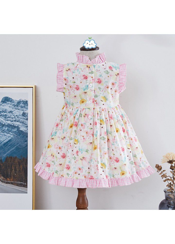 Girls' dress European and American children's dress 2021 new summer sleeveless floral skirt small fresh children's dress