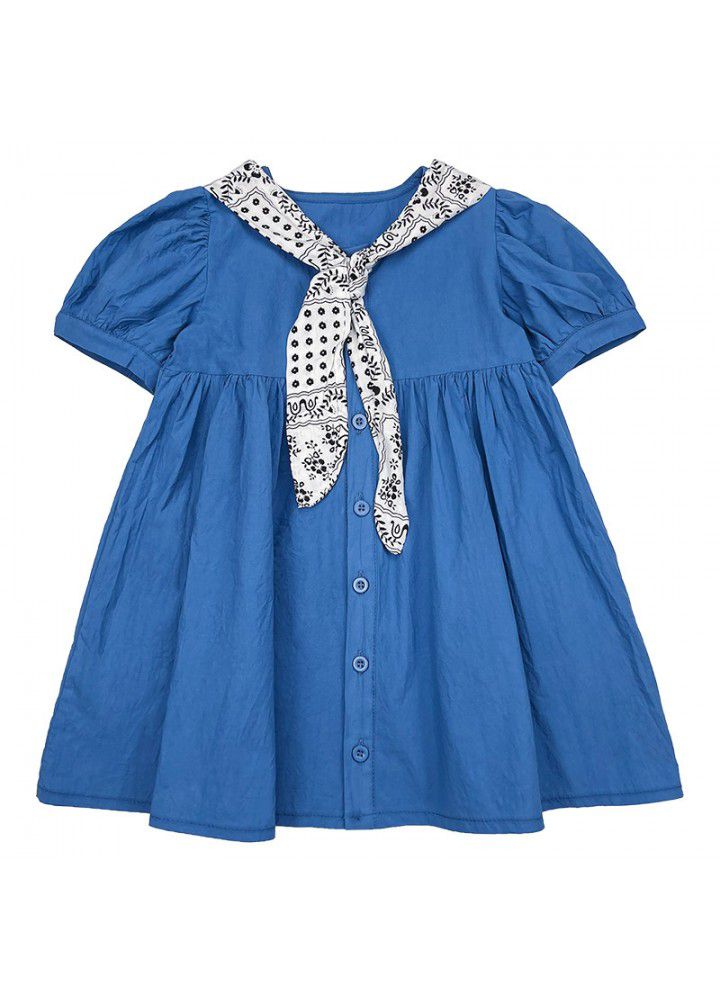 Girls' dress 2021 summer new children's princess dress baby girl calico tie summer dress summer dress 