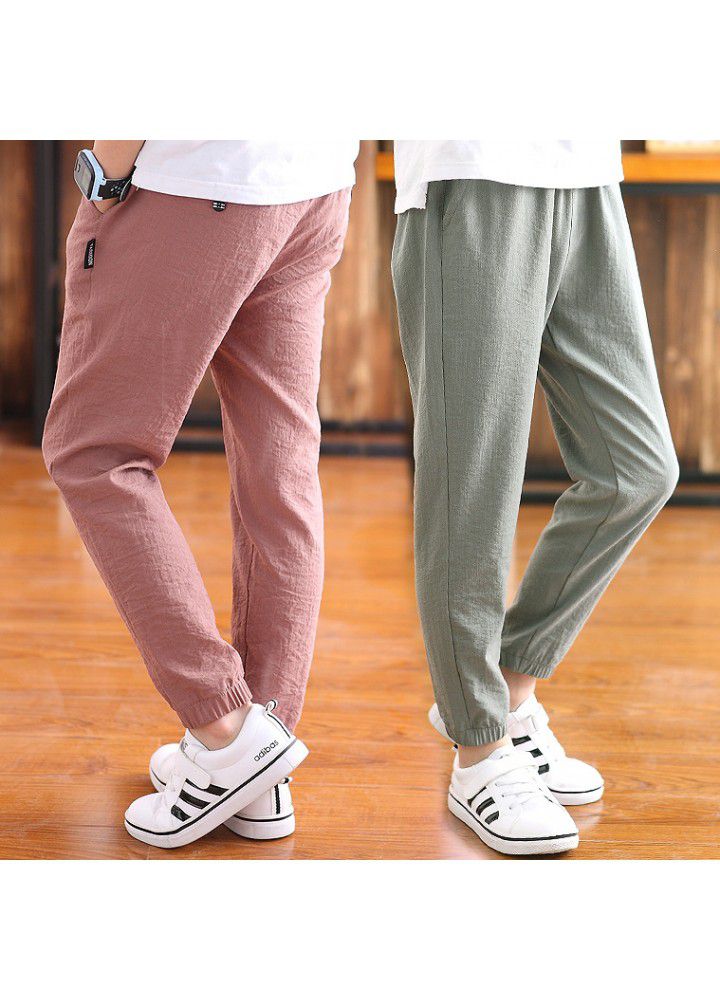 Manufacturers wholesale 2020 boys' Capris summer thin pants children's anti mosquito pants middle and large children's leisure sports pants 