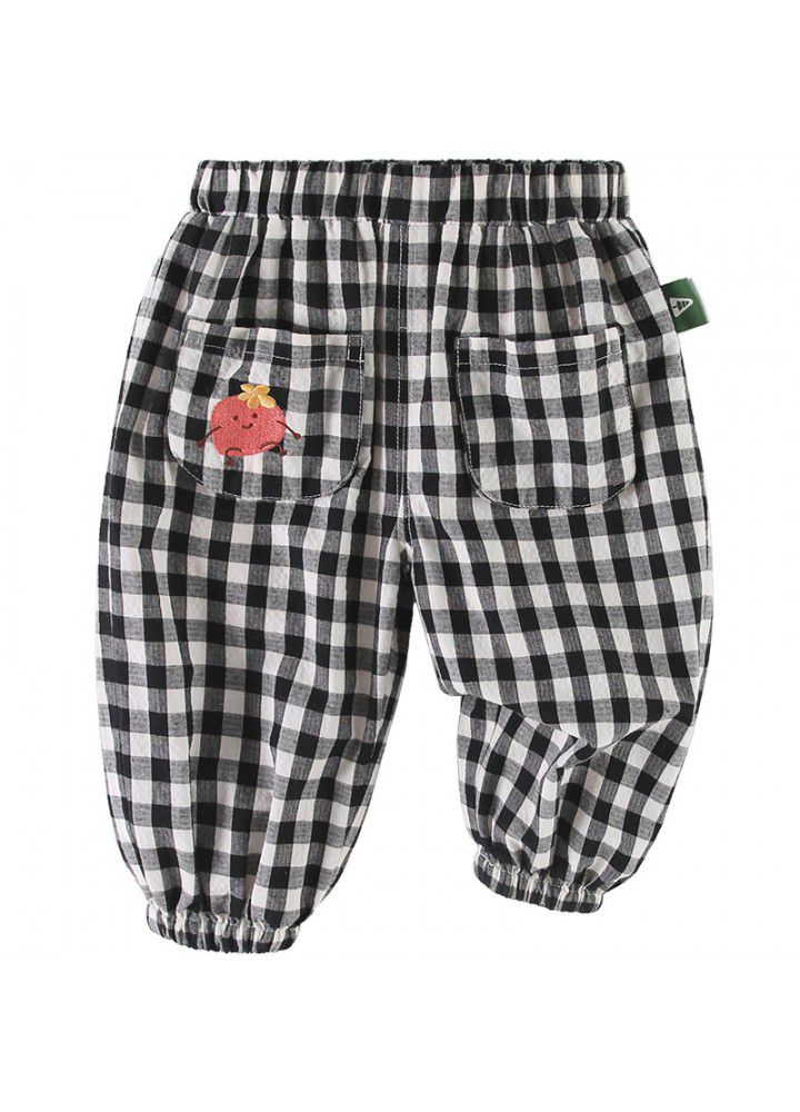 Amila Amila children's wear girl's pants baby Plaid casual pants thin spring and autumn children's slacks 1
