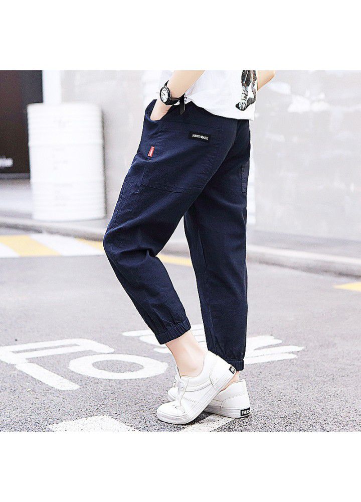 Manufacturer wholesales boy's anti mosquito pants 2021 spring and summer new Imitation cotton and hemp casual pants for children 