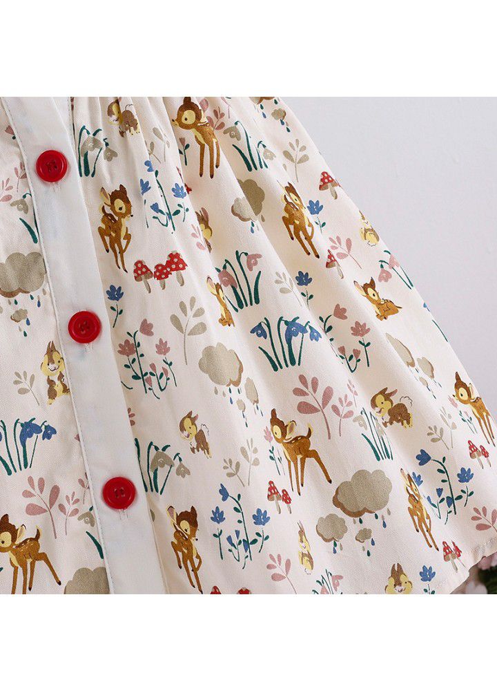2021 summer new European and American children's Printed Dress Girl's foreign style floral skirt sweet lovely princess skirt cotton