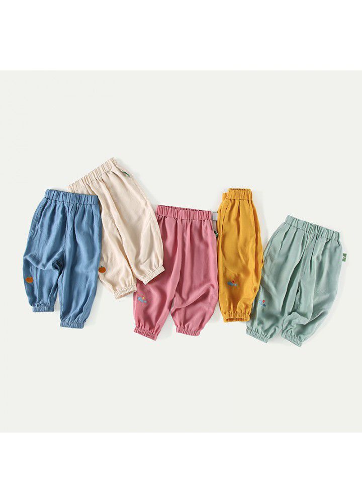 Amila Amila children's clothing baby anti mosquito pants summer 2021 new girls' light pants children's casual pants 
