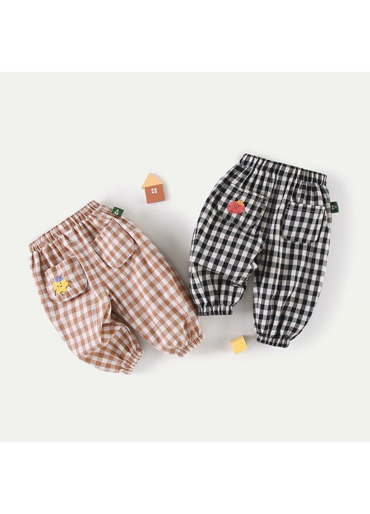 Amila Amila children's wear girl's pants baby Plaid casual pants thin spring and autumn children's slacks 1