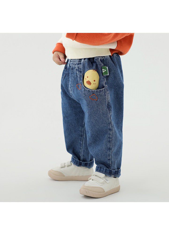 Amila children's clothing 2021 autumn new baby Jeans Girls pants fashion versatile pants autumn